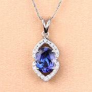 Bids.com 2.44 Carat Genuine Tanzanite and White Diamond 14K White Gold Pendant Pendants Peach Puff