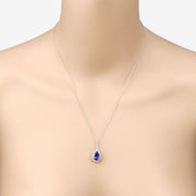 Bids.com 3.05 Carat Genuine Tanzanite and White Diamond 14K White Gold Pendant Pendants Peach Puff