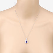 Bids.com 2.56 Carat Genuine Tanzanite and White Diamond 14K White Gold Pendant Pendants Bisque