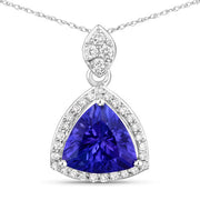 Bids.com 1.71 Carat Genuine Tanzanite and White Diamond 14K White Gold Pendant Pendants White Smoke Default Title
