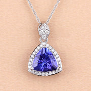 Bids.com 1.71 Carat Genuine Tanzanite and White Diamond 14K White Gold Pendant Pendants Wheat