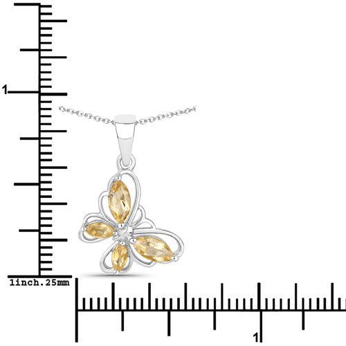 Bids.com 0.62 Carat Genuine Citrine .925 Sterling Silver Pendant Pendants White Smoke