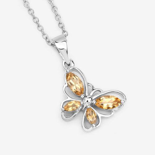 Bids.com 0.62 Carat Genuine Citrine .925 Sterling Silver Pendant Pendants White Smoke