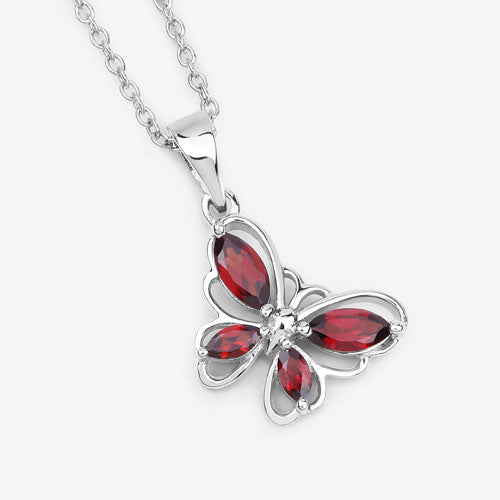 Bids.com 0.80 Carat Genuine Garnet .925 Sterling Silver Pendant Pendants White Smoke
