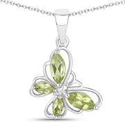 Bids.com 0.64 Carat Genuine Peridot .925 Sterling Silver Pendant Pendants White Smoke Default Title