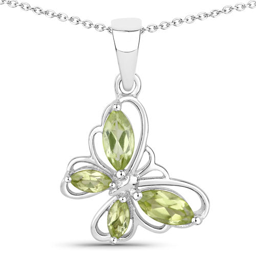 Bids.com 0.64 Carat Genuine Peridot .925 Sterling Silver Pendant Pendants White Smoke Default Title