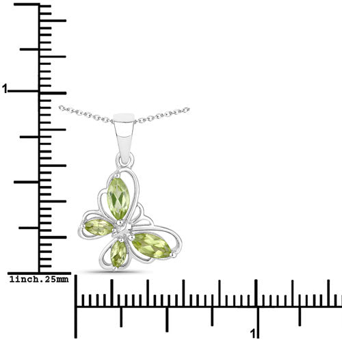 Bids.com 0.64 Carat Genuine Peridot .925 Sterling Silver Pendant Pendants White Smoke
