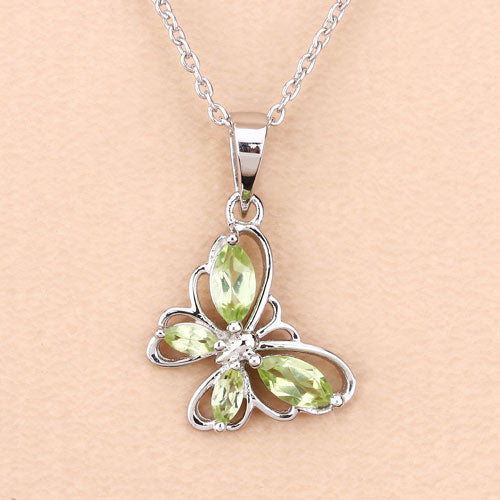 Bids.com 0.64 Carat Genuine Peridot .925 Sterling Silver Pendant Pendants Bisque