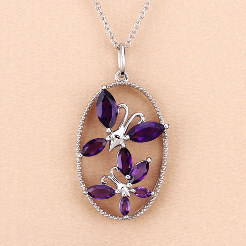 Bids.com 2.12 Carat Genuine Amethyst .925 Sterling Silver Pendant Pendants Wheat