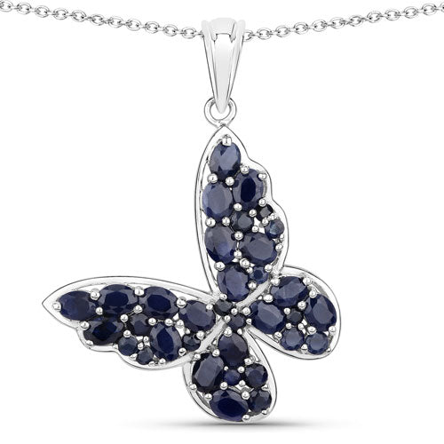 Bids.com 4.36 Carat Genuine Blue Sapphire .925 Sterling Silver Pendant Pendants White Smoke Default Title