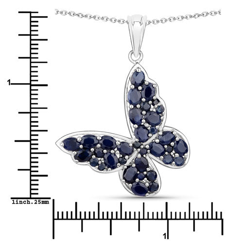Bids.com 4.36 Carat Genuine Blue Sapphire .925 Sterling Silver Pendant Pendants White Smoke