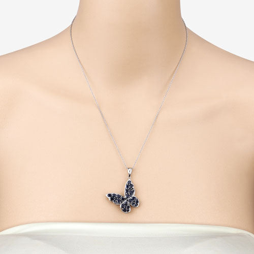 Bids.com 4.36 Carat Genuine Blue Sapphire .925 Sterling Silver Pendant Pendants Bisque