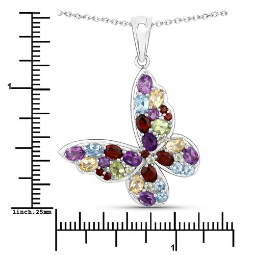 Bids.com 3.80 Carat Genuine Multi Stones .925 Sterling Silver Pendant Pendants White Smoke