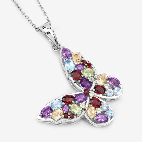 Bids.com 3.80 Carat Genuine Multi Stones .925 Sterling Silver Pendant Pendants White Smoke