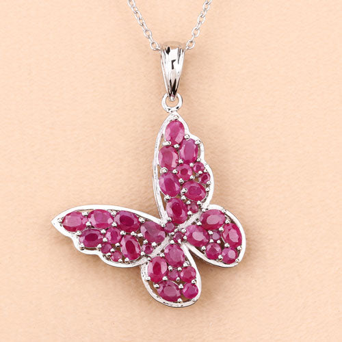 Bids.com 4.72 Carat Genuine Ruby .925 Sterling Silver Pendant Pendants Bisque