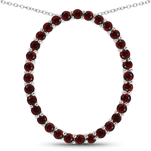 Bids.com 3.52 Carat Genuine Garnet .925 Sterling Silver Pendant Pendants White Smoke Default Title