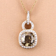 Bids.com IGI Certified 2.50 Carat Genuine Brown Diamond Center and 0.31cttw White Diamond 18K Yellow Gold Pendant (2.81cttw) Pendants Tan