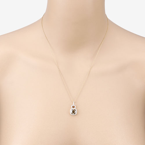 Bids.com IGI Certified 2.50 Carat Genuine Brown Diamond Center and 0.31cttw White Diamond 18K Yellow Gold Pendant (2.81cttw) Pendants Wheat