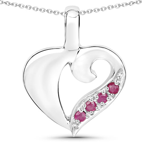 Bids.com 0.18 Carat Genuine Ruby .925 Sterling Silver Pendant Pendants White Smoke Default Title