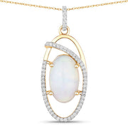 Bids.com 3.59 Carat Genuine Ethiopian Opal and White Diamond 14K Yellow Gold Pendant Pendants White Smoke Default Title