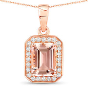Bids.com 1.51 Carat Genuine Morganite and White Diamond 14K Rose Gold Pendant Pendants White Smoke size 18.00