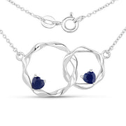 Bids.com 0.70 Carat Genuine Blue Sapphire .925 Sterling Silver Pendant Pendants White Smoke size 18.00