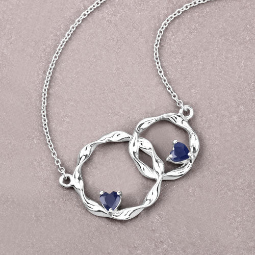 Bids.com 0.70 Carat Genuine Blue Sapphire .925 Sterling Silver Pendant Pendants Dark Gray size 18.00
