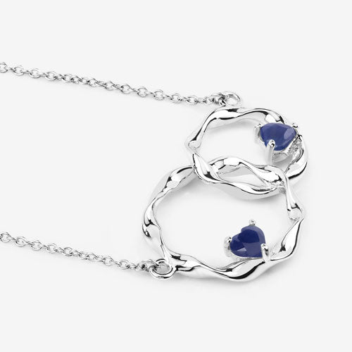 Bids.com 0.70 Carat Genuine Blue Sapphire .925 Sterling Silver Pendant Pendants White Smoke size 18.00