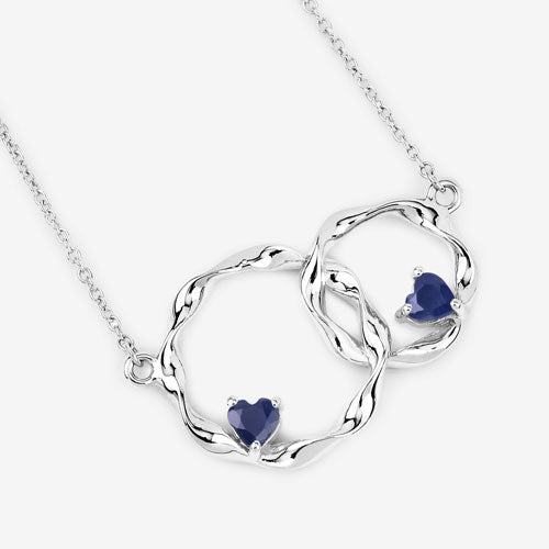 Bids.com 0.70 Carat Genuine Blue Sapphire .925 Sterling Silver Pendant Pendants White Smoke size 18.00