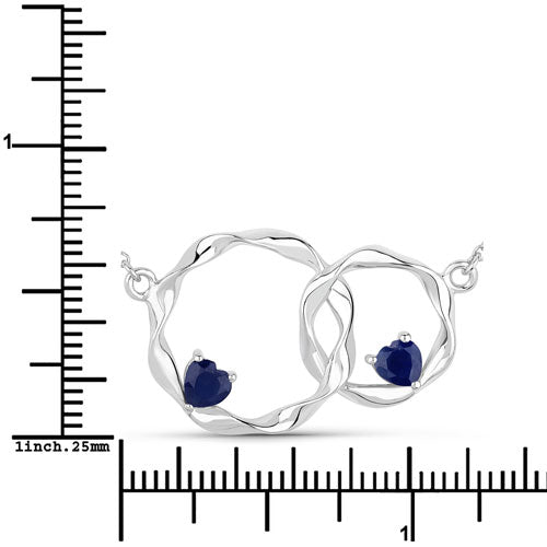 Bids.com 0.70 Carat Genuine Blue Sapphire .925 Sterling Silver Pendant Pendants White Smoke size 18.00