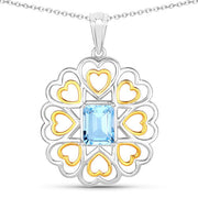 Bids.com 2.60 Carat Genuine Blue Topaz .925 Sterling Silver Pendant Pendants White Smoke size 18.00