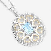 Bids.com 2.60 Carat Genuine Blue Topaz .925 Sterling Silver Pendant Pendants White Smoke size 18.00