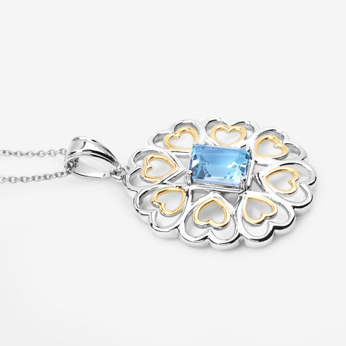 Bids.com 2.60 Carat Genuine Blue Topaz .925 Sterling Silver Pendant Pendants White Smoke size 18.00