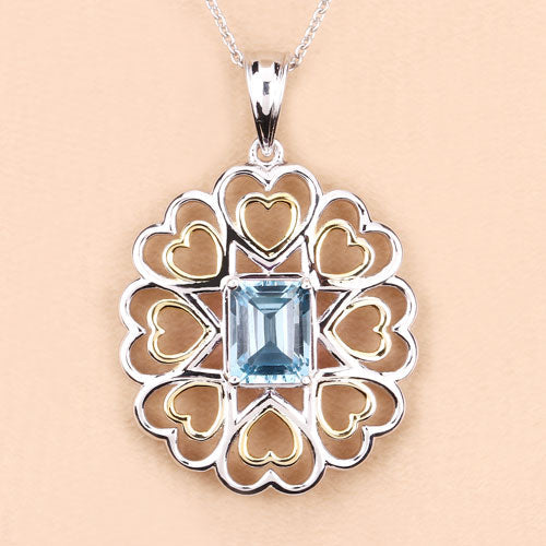 Bids.com 2.60 Carat Genuine Blue Topaz .925 Sterling Silver Pendant Pendants Bisque size 18.00