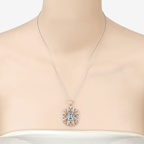 Bids.com 2.60 Carat Genuine Blue Topaz .925 Sterling Silver Pendant Pendants Bisque size 18.00
