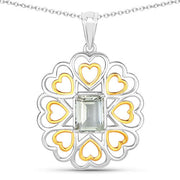 Bids.com 2.10 Carat Genuine Green Amethyst .925 Sterling Silver Pendant Pendants White Smoke Default Title