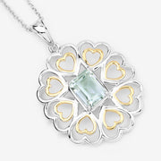 Bids.com 2.10 Carat Genuine Green Amethyst .925 Sterling Silver Pendant Pendants White Smoke