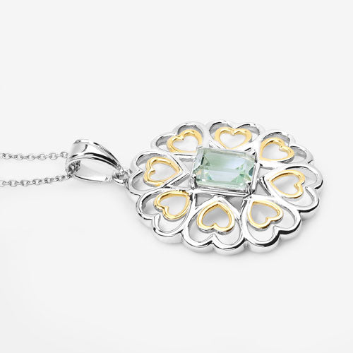Bids.com 2.10 Carat Genuine Green Amethyst .925 Sterling Silver Pendant Pendants White Smoke