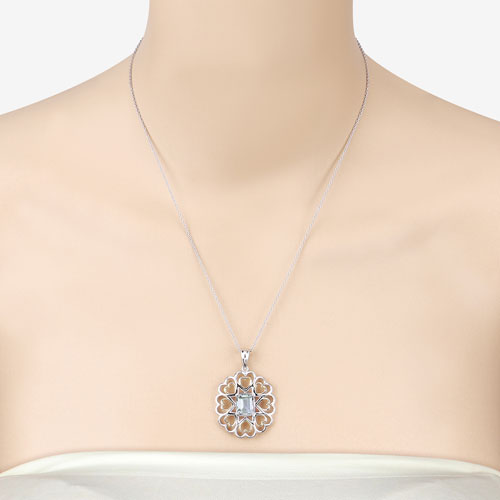 Bids.com 2.10 Carat Genuine Green Amethyst .925 Sterling Silver Pendant Pendants Bisque