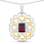 Bids.com 2.55 Carat Genuine Garnet .925 Sterling Silver Pendant Pendants White Smoke size 18.00