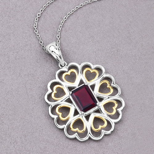 Bids.com 2.55 Carat Genuine Garnet .925 Sterling Silver Pendant Pendants Dark Gray size 18.00