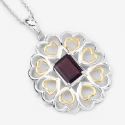 Bids.com 2.55 Carat Genuine Garnet .925 Sterling Silver Pendant Pendants White Smoke size 18.00