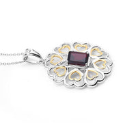 Bids.com 2.55 Carat Genuine Garnet .925 Sterling Silver Pendant Pendants White Smoke size 18.00