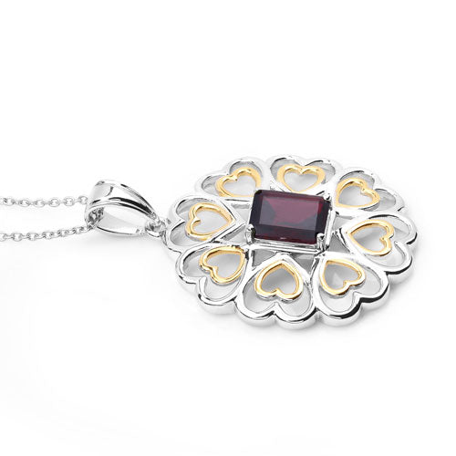 Bids.com 2.55 Carat Genuine Garnet .925 Sterling Silver Pendant Pendants White Smoke size 18.00
