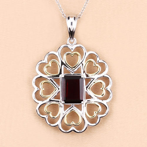 Bids.com 2.55 Carat Genuine Garnet .925 Sterling Silver Pendant Pendants Bisque size 18.00