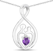 Bids.com 0.15 Carat Genuine Amethyst .925 Sterling Silver Pendant Pendants White Smoke size 18.00