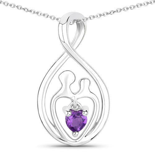 Bids.com 0.15 Carat Genuine Amethyst .925 Sterling Silver Pendant Pendants White Smoke size 18.00