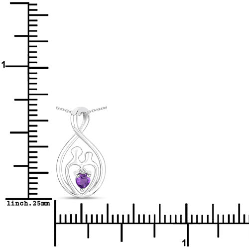 Bids.com 0.15 Carat Genuine Amethyst .925 Sterling Silver Pendant Pendants White Smoke size 18.00