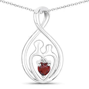 Bids.com 0.14 Carat Genuine Garnet .925 Sterling Silver Pendant Pendants White Smoke size 18.00