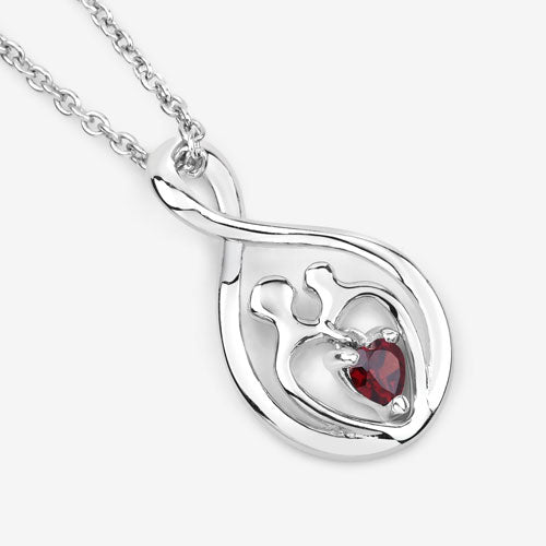 Bids.com 0.14 Carat Genuine Garnet .925 Sterling Silver Pendant Pendants White Smoke size 18.00
